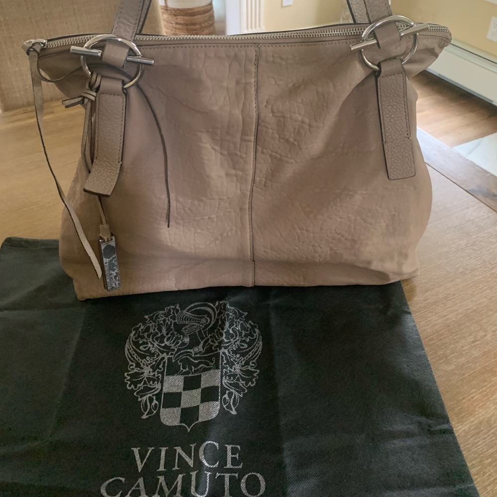 Vince Camuto Taupe Leather Tote Bag
